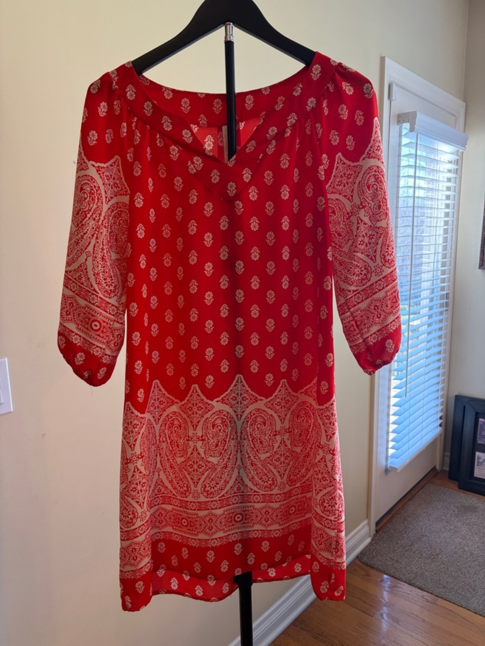 Pink Owl Red Paisley Midi Dress